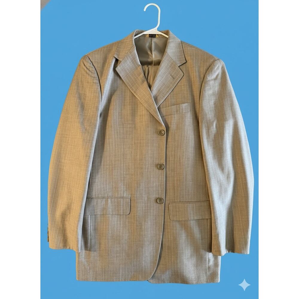 Luca Rossi Italy Men's Suit | Superior 150s Wool | Beige Sand Pinstripe
